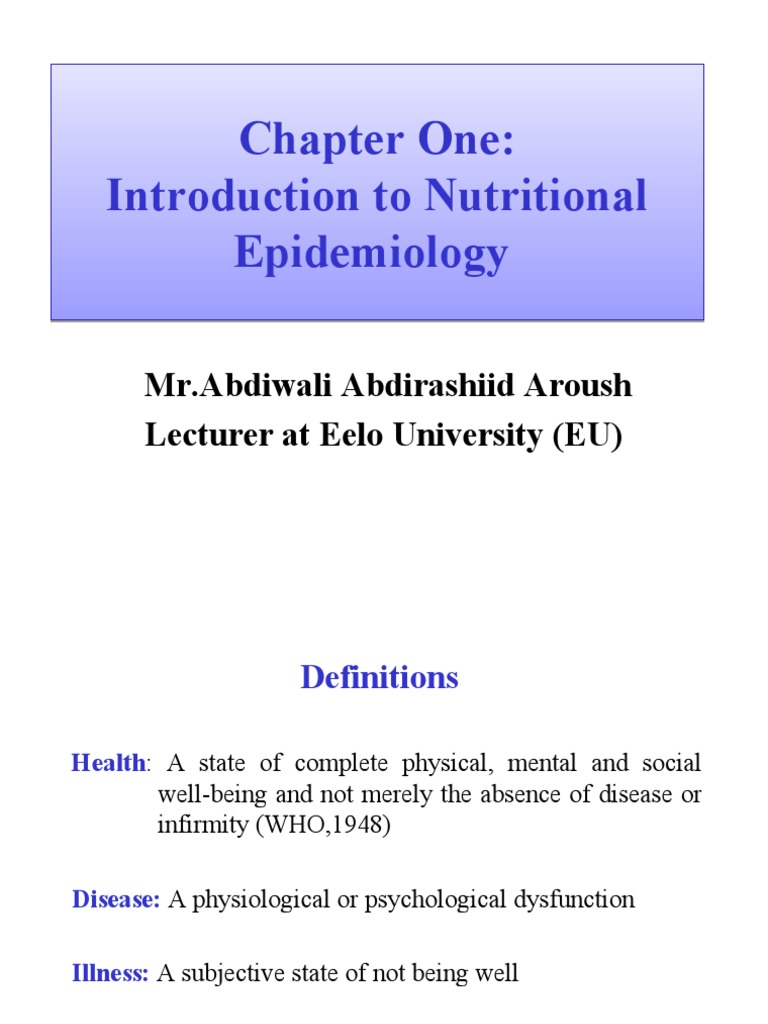Chapter One Introduction To Nutritional Epidemiology PDF