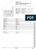 Product data sheet for single rocker switch with IP20 protection