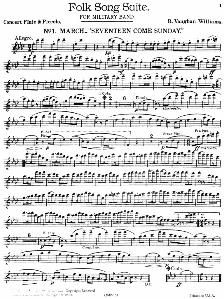 Folk Song Suite 01 Flute and Piccolo PDF