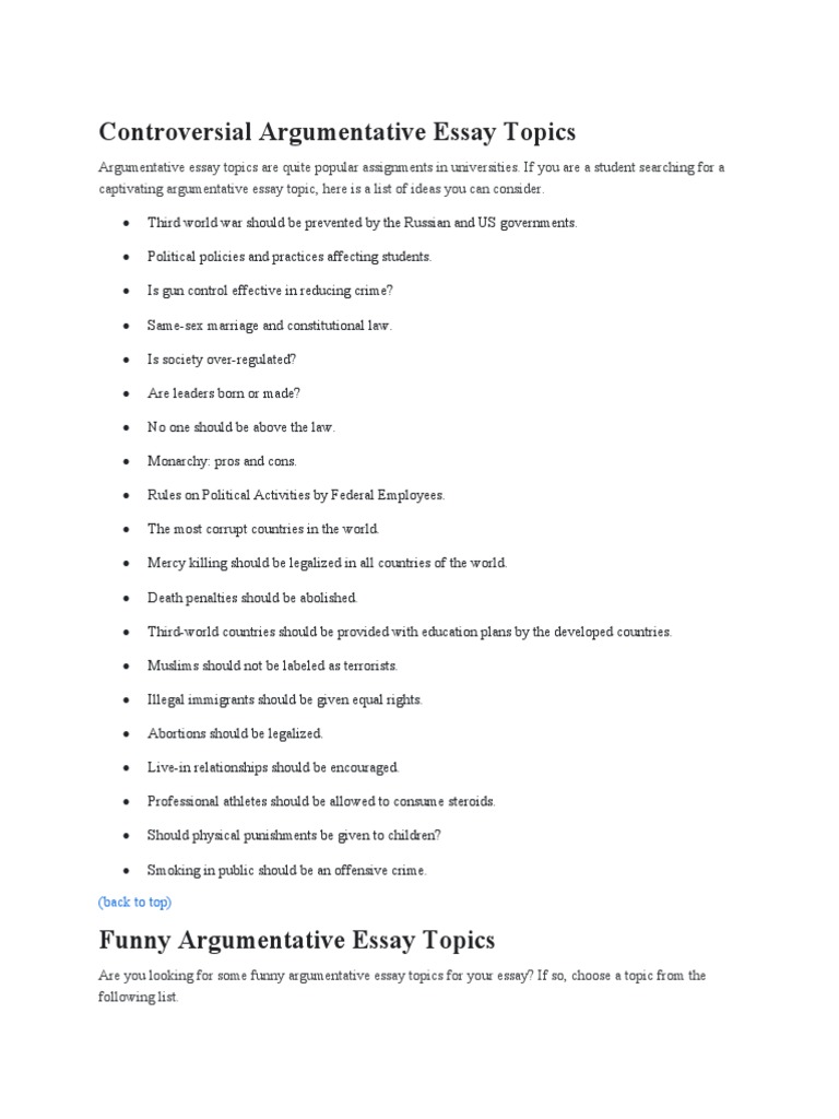 Controversial Topics for Essays | PDF | Mental Disorder | Crimes