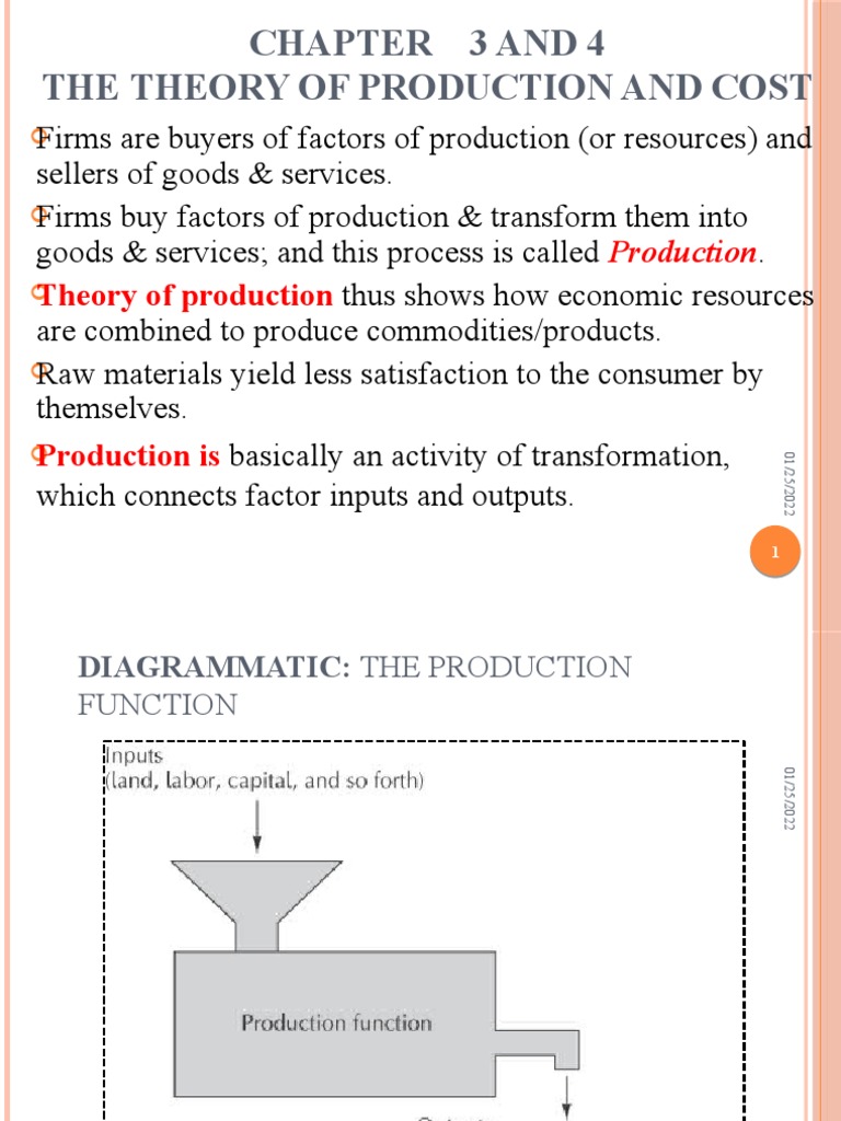 Chapter 3 and 4 The Theory of Production and Cost | PDF | Production ...