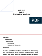 AC 101 Unit 1 Titrimetric Analysis