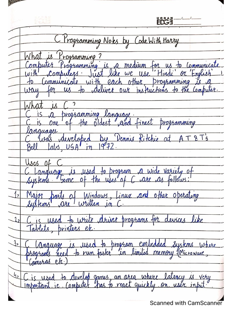 C Language Notes (Code With Harry) | PDF