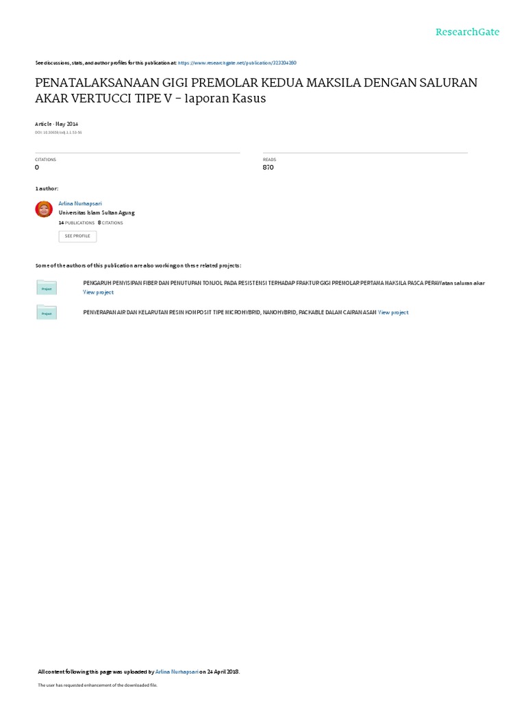 A Case Report on the Root Canal Treatment of a Maxillary Second