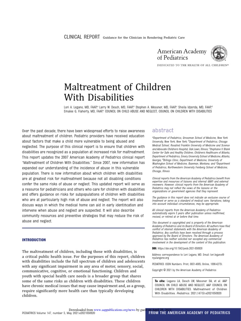Maltreatment of Children With Disabilities | PDF | Child Abuse | Child ...