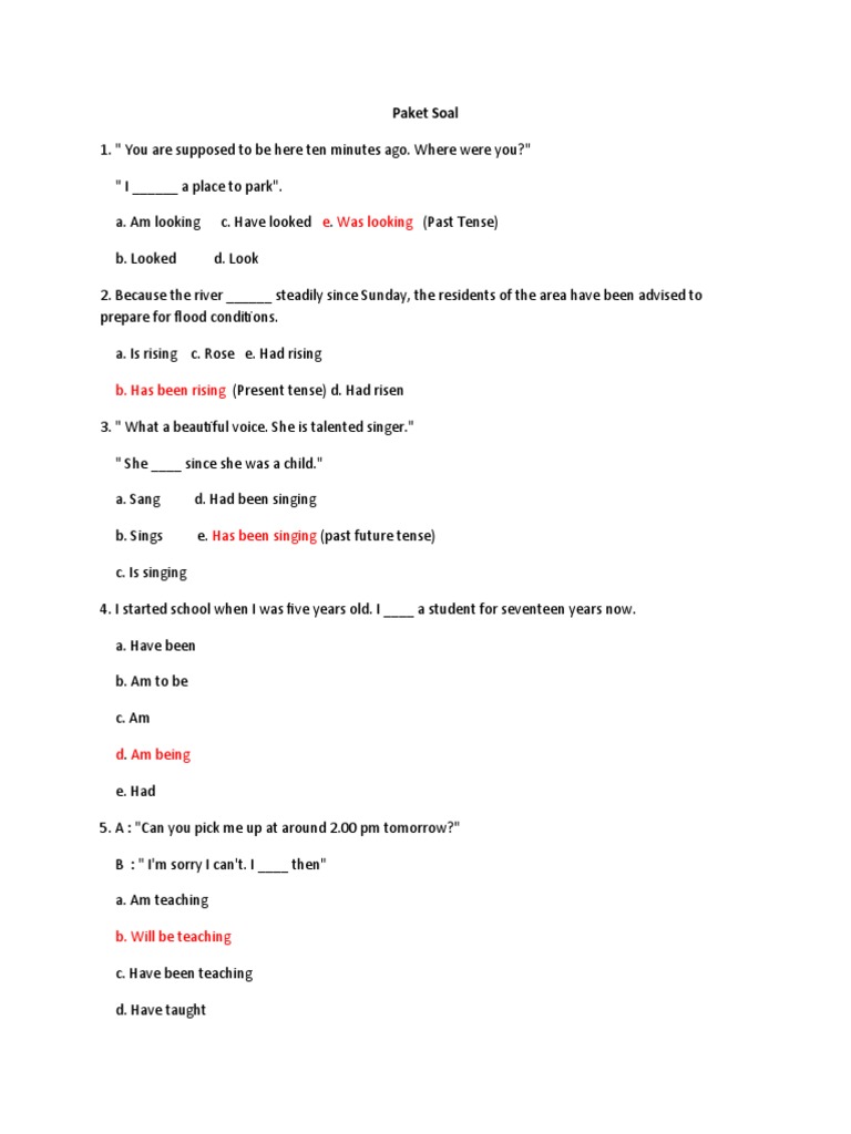 English Tenses Practice Questions | PDF