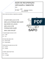 Avaliação de Português para o 4o bimestre