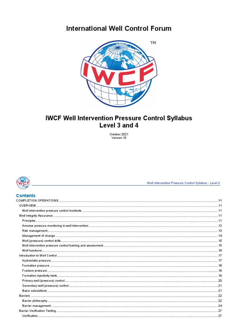 IWCF Well Intervention Pressure Control Guide | PDF | Risk | Chemical ...