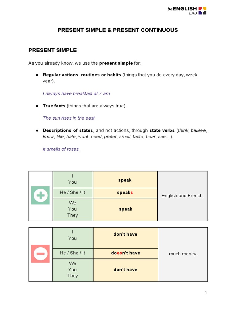 Present Simple vs. Present Continuous | PDF | Verb | Human Communication