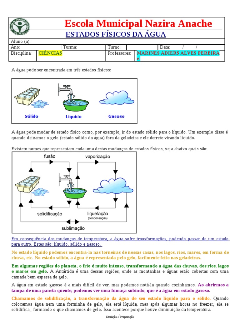 Grátis: Ebulição e Evaporação: Exemplos e Cálculos - Material Claro e  Objetivo em PDF para Estudo Rápido, image size:768x1024