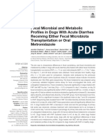 Fecal Microbial and Metabolic Profiles in Dogs With Acute Diarrhea Receiving Either Fecal Microbiota Transplantation or Oral Metronidazole