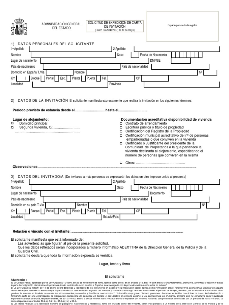Solicitud Carta InvitacionEspana  Información del gobierno