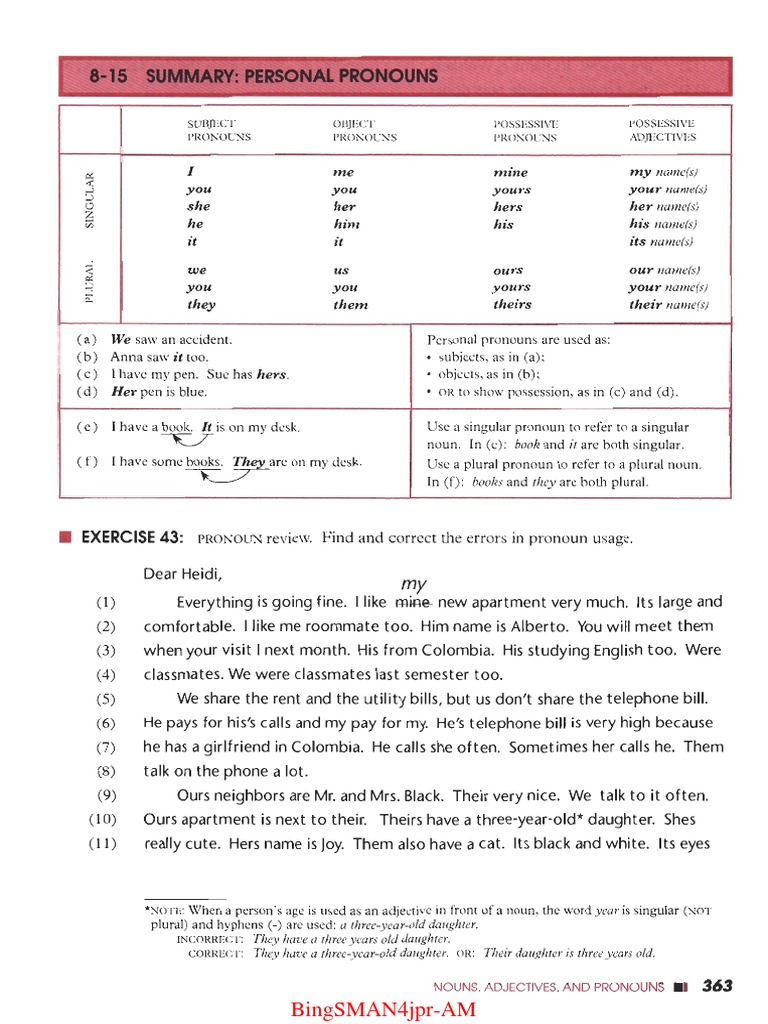 Summary: Personal Pronouns: Bingsman4Jpr-Am | PDF | Object (Grammar ...