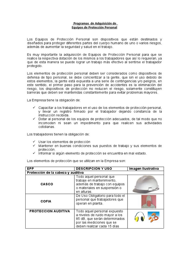Programa de Adquisición de EPP | PDF