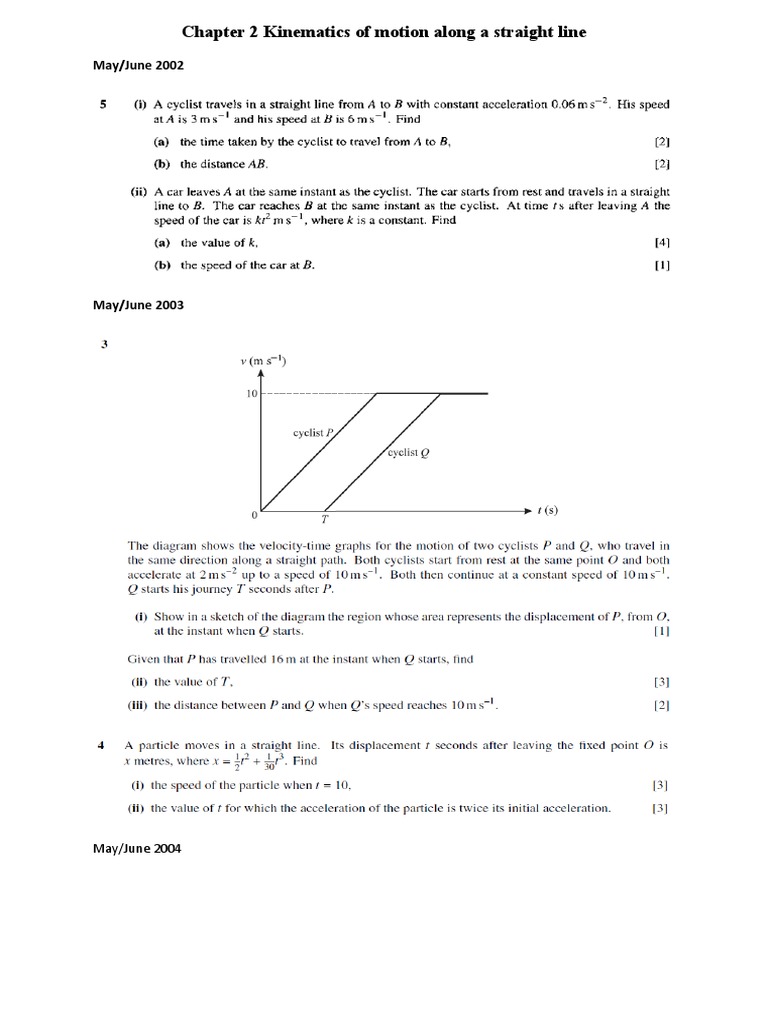 Chapter 2 Kinematics of Motion Along A Straight Line | PDF