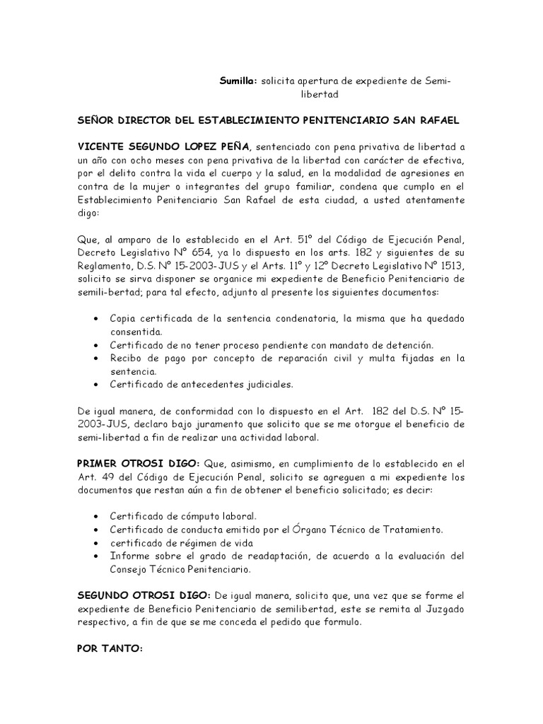 Solicitud de Beneficios Penitenciarios PDF Castigos Derecho penal