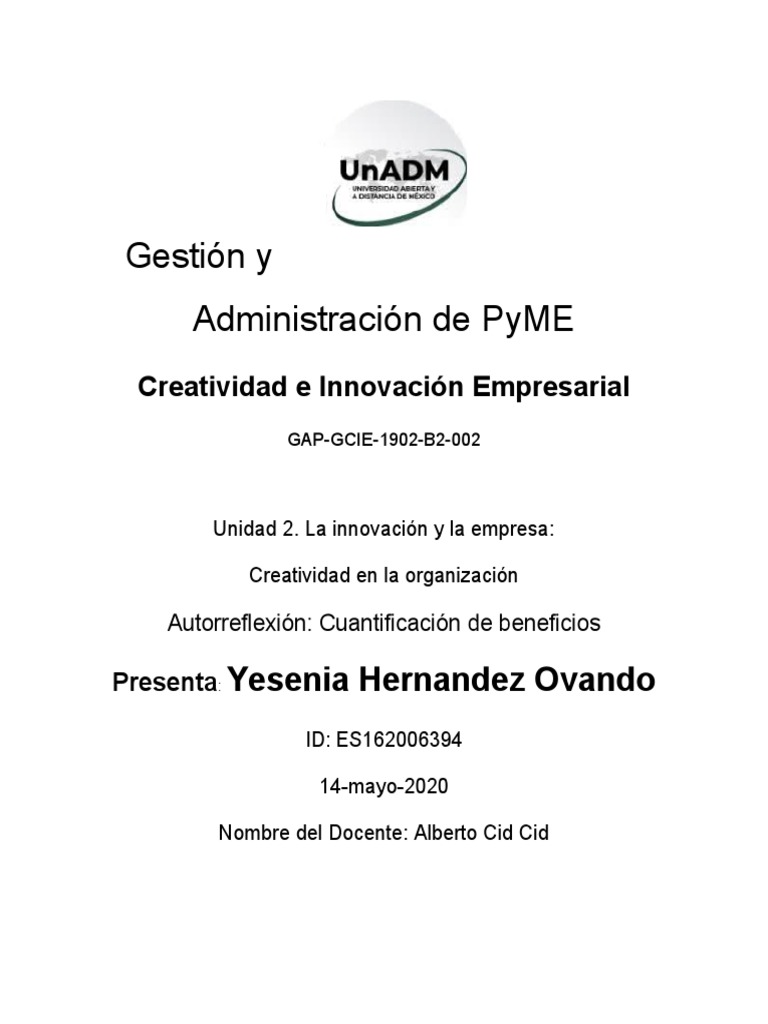 Gcie U2 Atrr Yeho | PDF | Business | Innovación