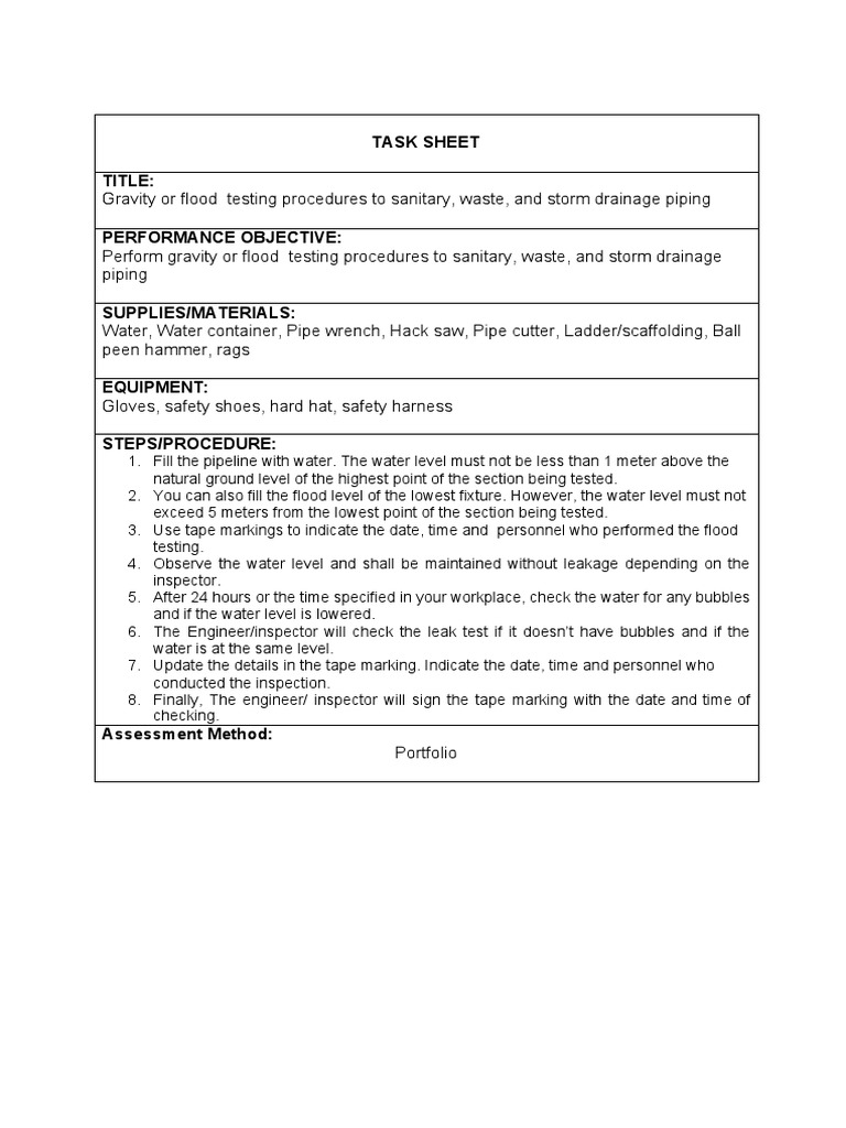 Gravity Flood Testing for Drainage Piping | PDF | Water | Flood