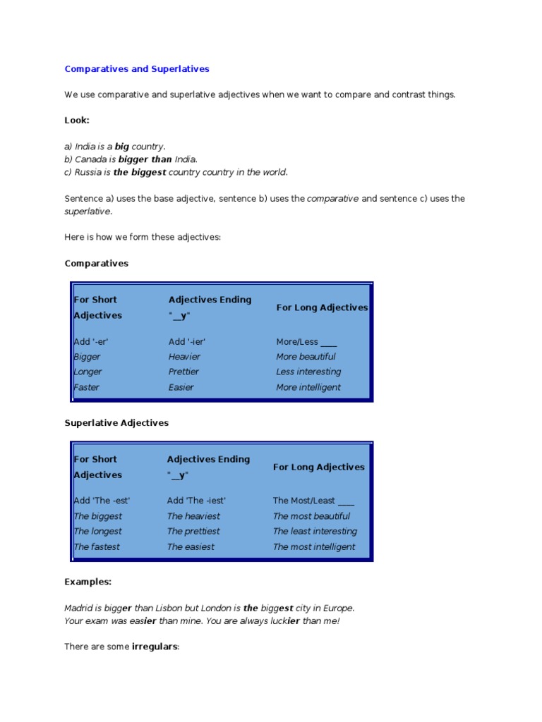 Grammar Guide: Comparatives & Superlatives | PDF