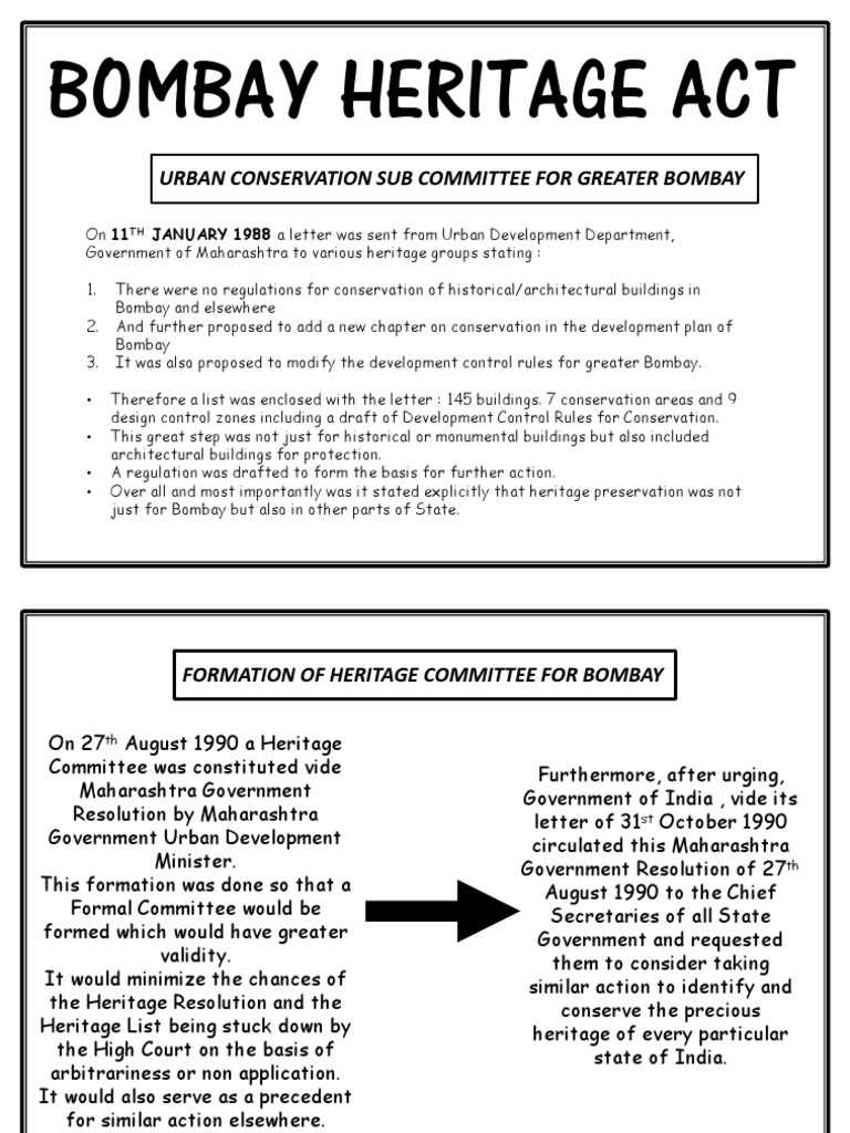 Bombay Heritage Act PDF Mumbai Common Law