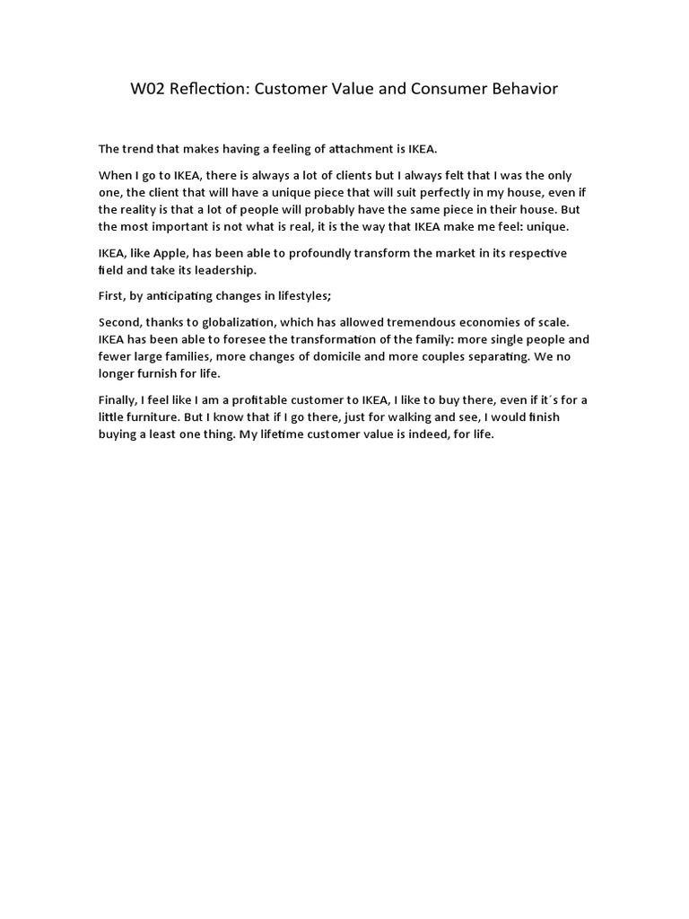 W02 Reflection: Customer Value and Consumer Behavior | PDF