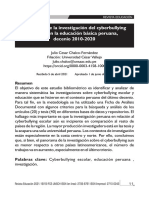 Panorama de La Investigación Del Cyberbullying Escolar en La Educación Básica Peruana, Decenio 2010-2020
