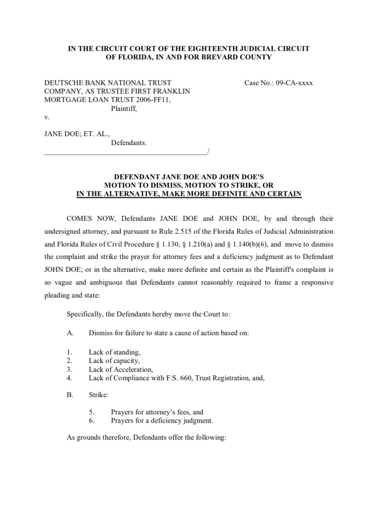 Motion to Dismiss Sample 3 Pleading Lawsuit Motion to Dismiss Sample 3 Pleading Lawsuit