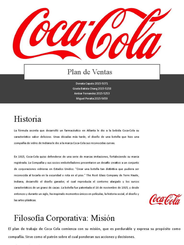 Plan de Ventas COCA COLA PDF Coca Cola Marca