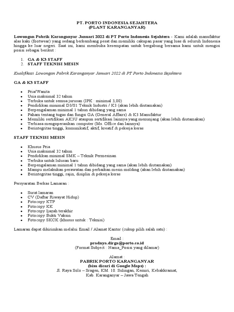 Contoh Lowongan Pekerjaan yang Baik dan Benar