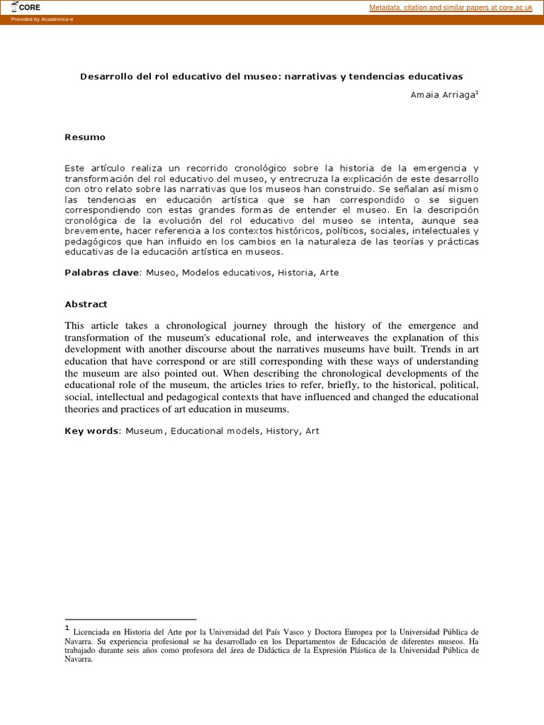 Evolución del Rol Educativo del Museo | PDF | Museo | Aprendizaje