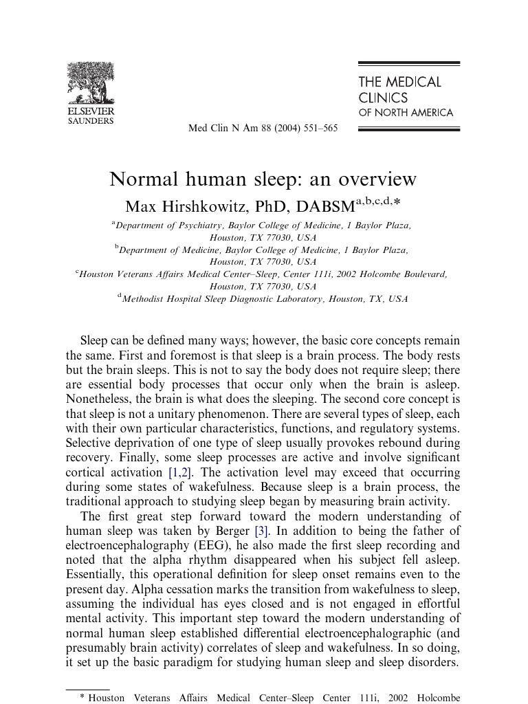 Overview of Normal Human Sleep | PDF | Rapid Eye Movement Sleep | Sleep