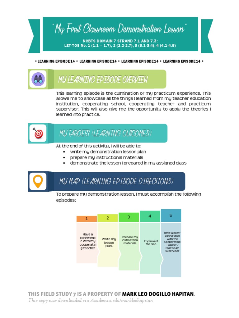 My First Classroom Demonstration Lesson | PDF | Teachers | Lesson Plan
