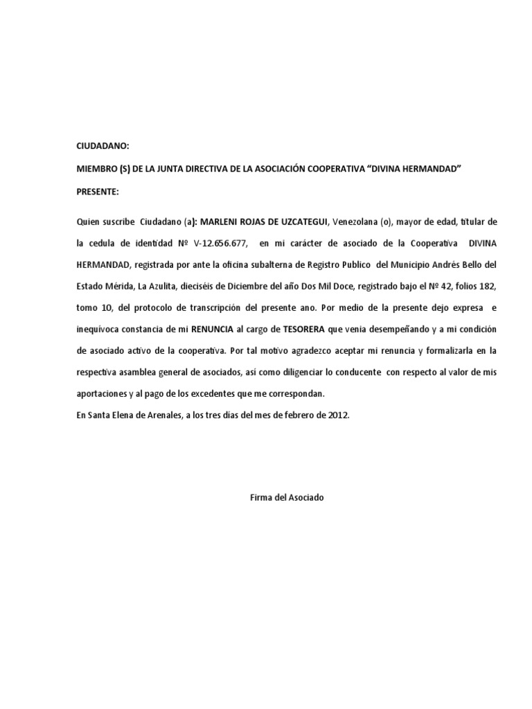 modelo-de-carta-de-renuncia-a-cooperativa-pdf-venezuela