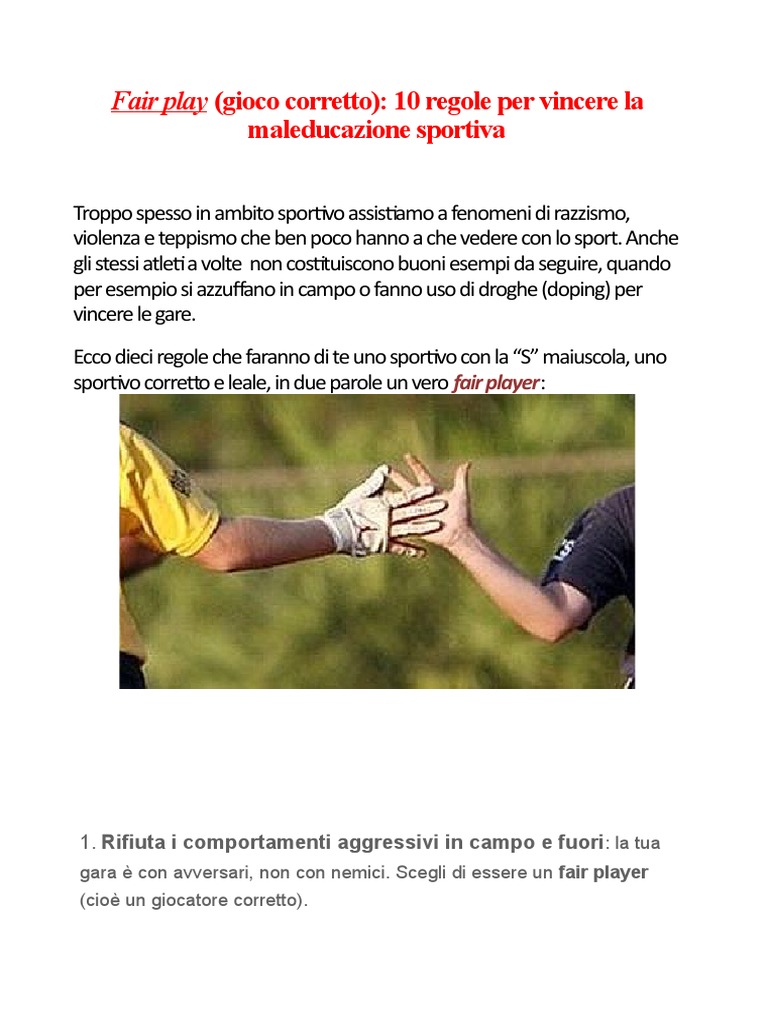 Fair Play 10 Regole Gioco Corretto PDF
