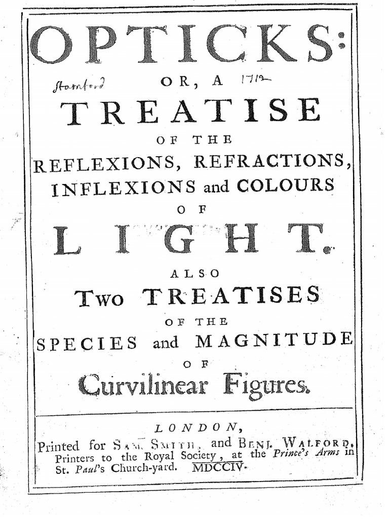 Opticks by Isaac Newton PDF Eye Light