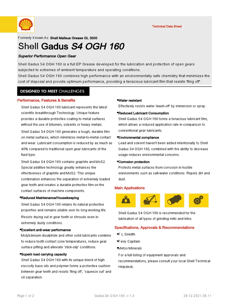 Shell Gadus S4 OGH 160 | PDF | Lubricant | Corrosion