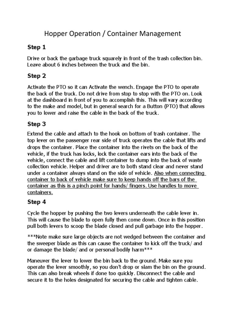 Hopper Operation Container Management PDF Truck Vehicle Technology