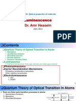 Luminescence Dr. Amr Hessein: MSE 432-Optical Properties of Materials