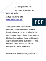 A Ditadura do Controle Social e os artifícios usados pelos governantes para oprimir o povo brasileiro