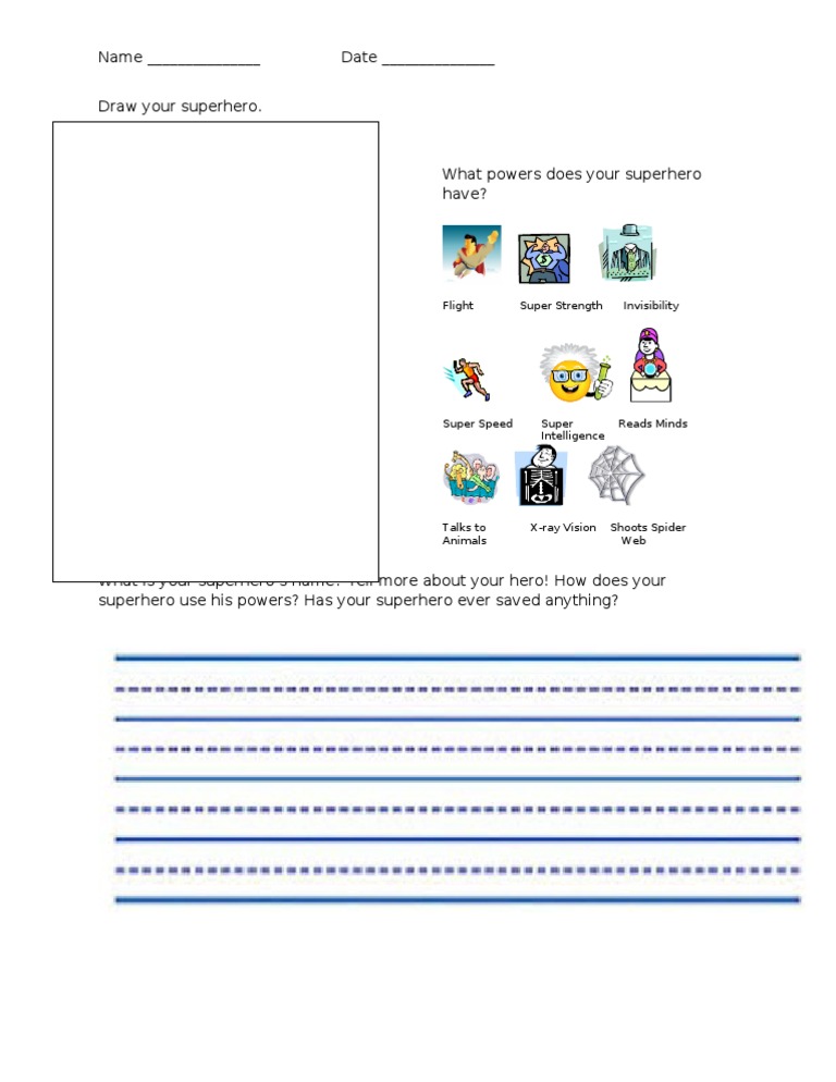 Superhero Creation Worksheet | PDF