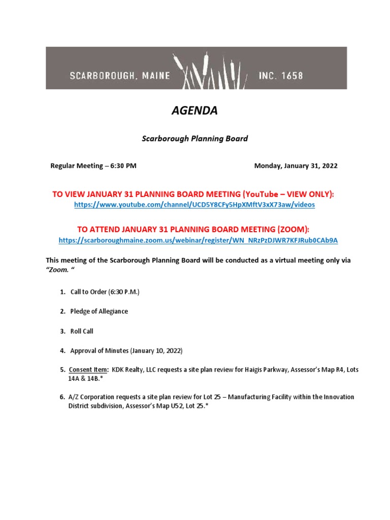 Scarborough Planning Board Agenda PDF Surveying Earth Sciences