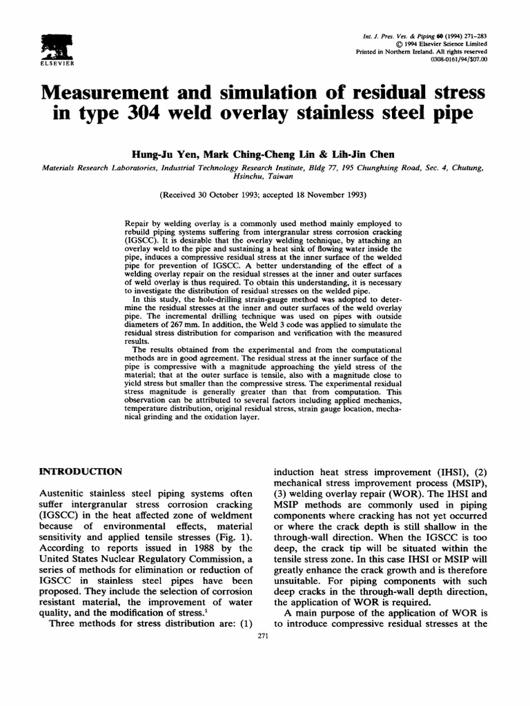 Residual Stress in Welded Pipes | PDF | Stress (Mechanics) | Welding