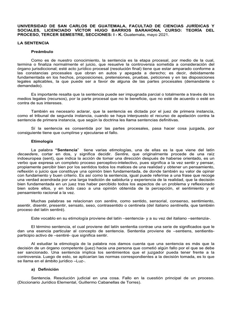 Etapas y Definición de la Sentencia Judicial | PDF | Sentencia (ley ...