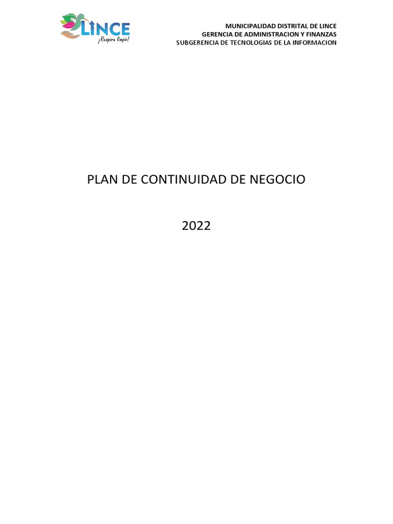 Plan de Continuidad del Negocio 2022 | PDF | Lenguaje de programación ...