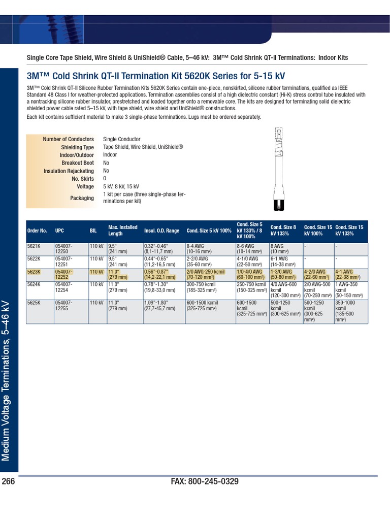 3M™ Cold Shrink QT-II Termination Kit 5620K Series For 5-15 KV | PDF ...