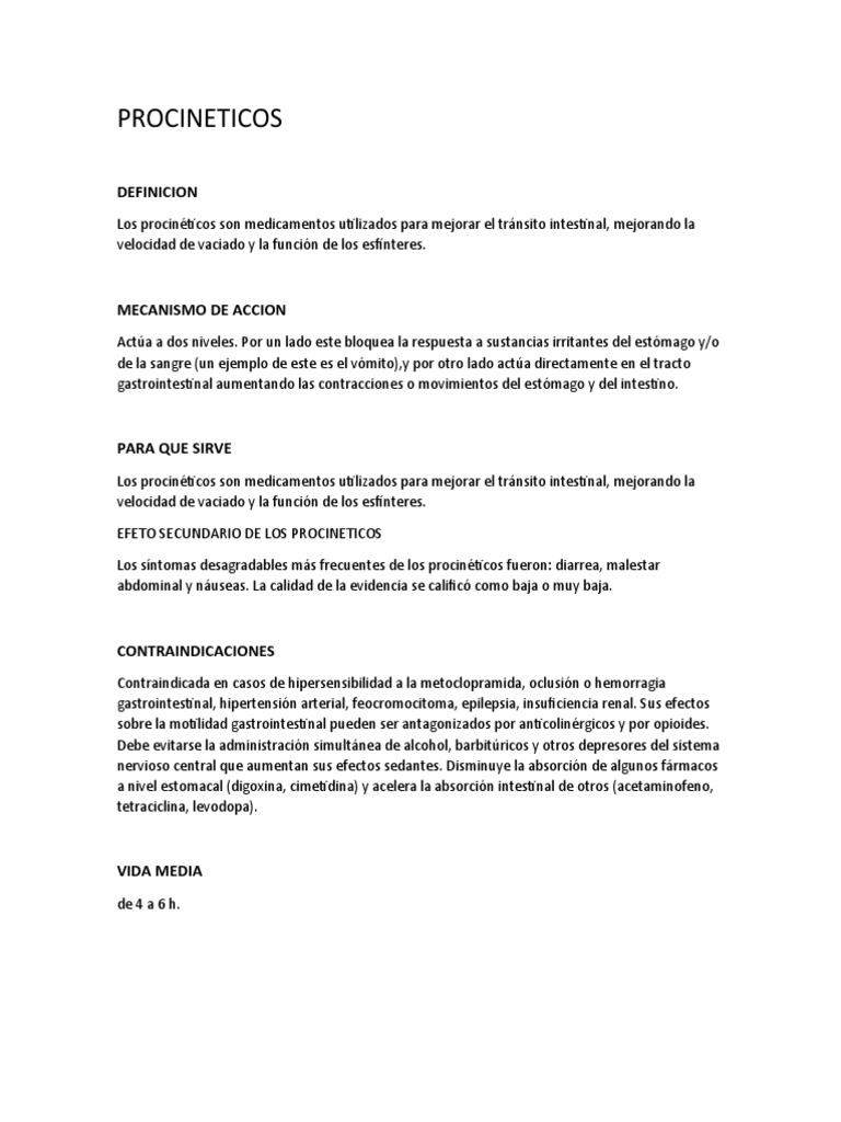 PROCINETICOS | PDF | Estómago | Tracto gastrointestinal