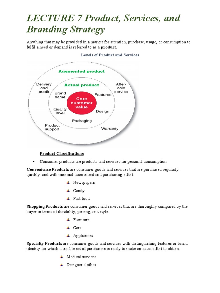 Product, Services, and Branding Strategy | PDF | Brand | Product (Business)