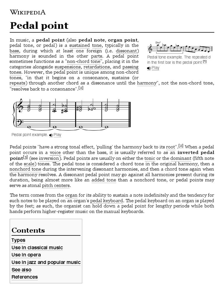 Pedal Point Wikipedia PDF Harmony Classical Music