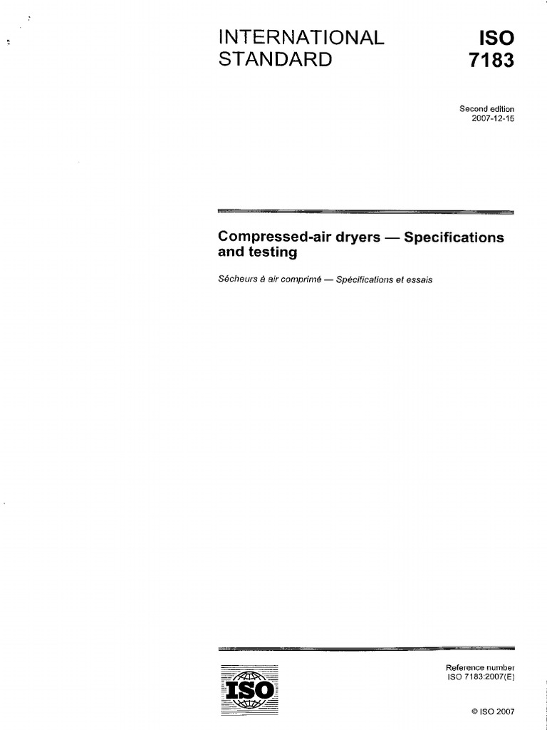 ISO 71832007 Compressed Air Dryers Specifications and Testing PDF