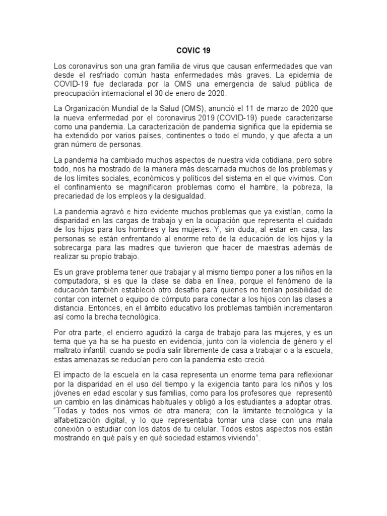 Impacto social de la pandemia COVID-19 | PDF | Pandemia | Ciencias de ...